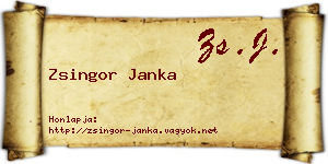 Zsingor Janka névjegykártya